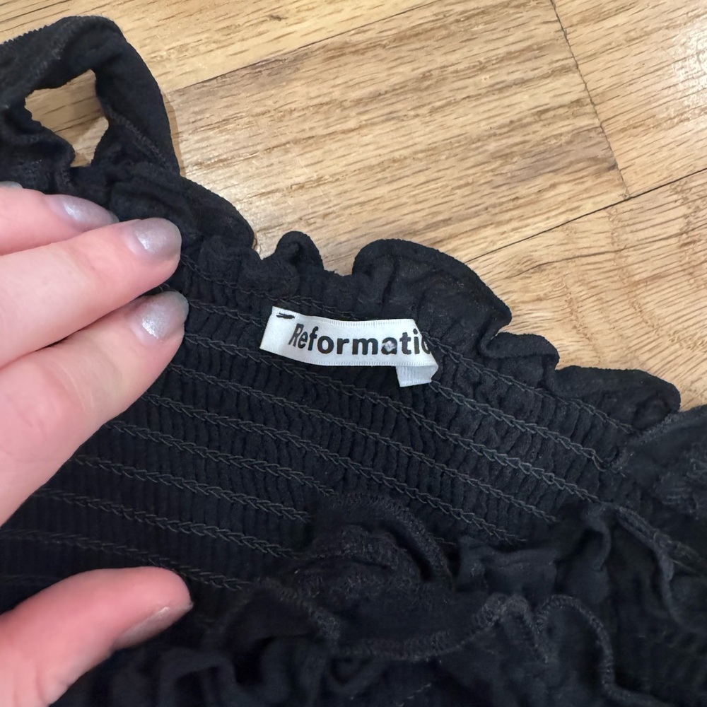 Reformation Black Ruffled Top - Picture 6 of 7